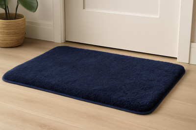 AA Global Microfiber, Polyester Bathroom Mat(Navy Blue, Medium)