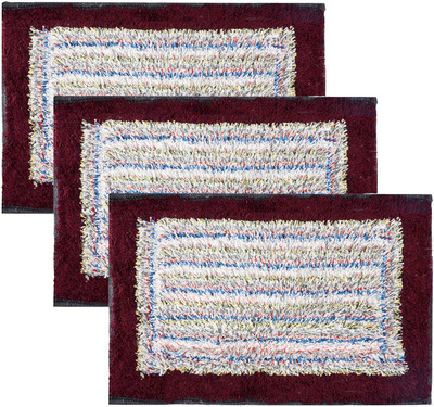KUBER INDUSTRIES Microfiber Door Mat(Maroon, Medium, Pack of 3)