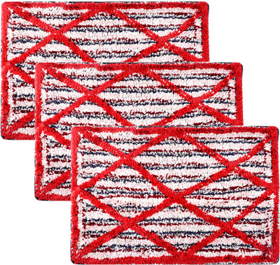 KUBER INDUSTRIES Microfiber Door Mat(Red, Medium, Pack of 3)