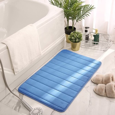 Slayy with Style Microfiber, Microfiber Bathroom Mat(Blue, Medium)