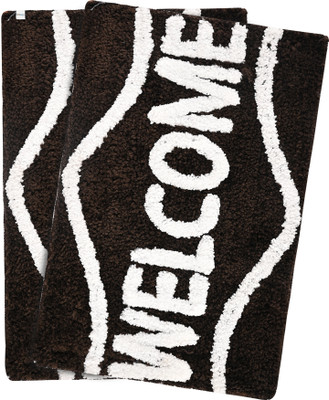 HOMESTIC by Kuber Industries Microfiber Door Mat(Brown, Medium, Pack of 2)
