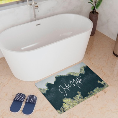 KUBER INDUSTRIES Polyester, Rubber Bathroom Mat(Dark Gray & Gold, Medium)