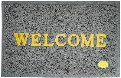 ABC Rubber Door Mat(Grey, Medium)