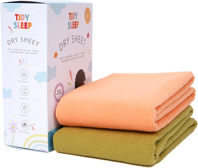 TIDY SLEEP Fleece Baby Bed Protecting Mat(Orange-Olive, Small, Pack of 2)