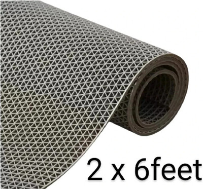 Shoppingzone Rubber Bathroom Mat(2 x 6feet Grey, Large)