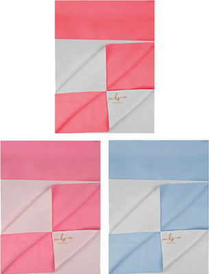 HS DESIGNING DREAMS Cotton Baby Bed Protecting Mat(Light Pink, Sky Blue, Salmon, Small, Pack of 3)