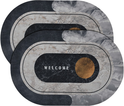 KUBER INDUSTRIES Microfiber Door Mat(White, Free, Pack of 2)