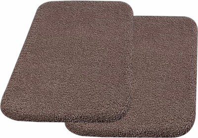 DHAGA Microfiber Bathroom Mat(Brown, Free, Pack of 2)