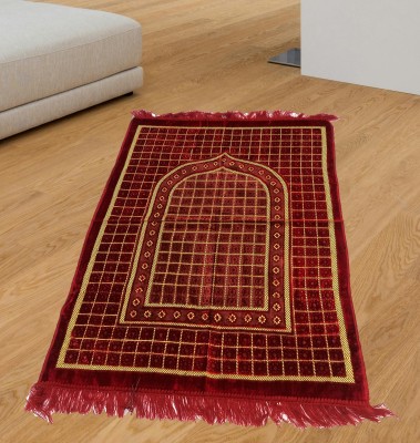 ALRAZA LOOMS Velvet Prayer Mat(Red, Large)