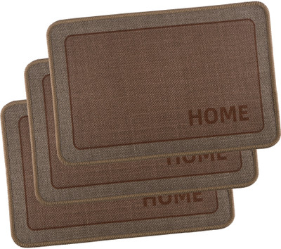 KUBER INDUSTRIES Polyester Door Mat(Brown, Free, Pack of 3)