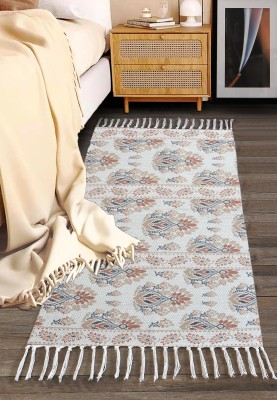 fabrigaanza Cotton Floor Mat(Premium Braided Bedside Runner 5x2 Feet DAMASK, Medium)