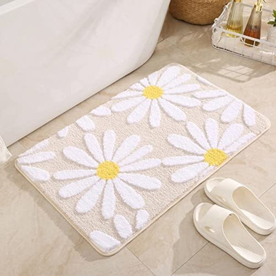 VIKCLIQUE Microfiber Door Mat(BeigeFloral, Large)
