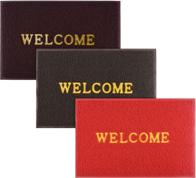 KUBER INDUSTRIES Rubber Door Mat(Maroon, Brown, Red, Large, Pack of 3)