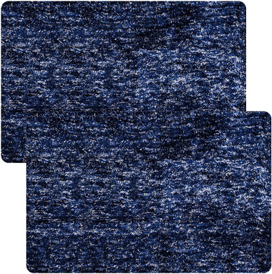 KUBER INDUSTRIES Microfiber Door Mat(Blue, Large, Pack of 2)