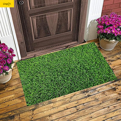VSTUCART PVC (Polyvinyl Chloride), Artificial Grass Door Mat(Green, Medium)