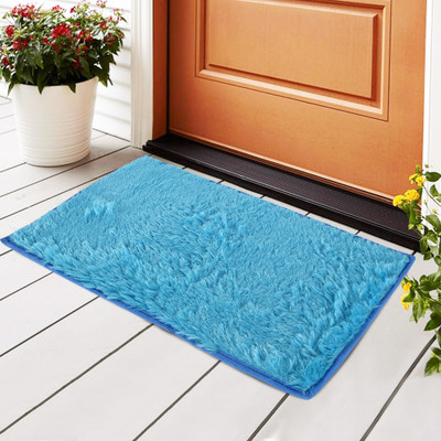 KUBER INDUSTRIES Polyester Bathroom Mat(Blue, Medium)