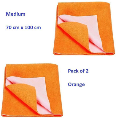 SBTs Cotton Baby Bed Protecting Mat(Orange, Pack of 2, Medium)