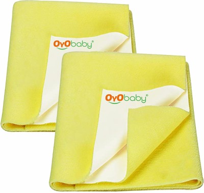 Oyo Baby Cotton Baby Bed Protecting Mat(Yellow, Large, Pack of 2)
