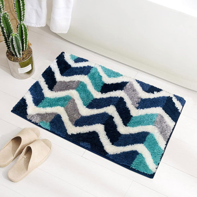 F i Microfiber Door Mat(Blue, Small)