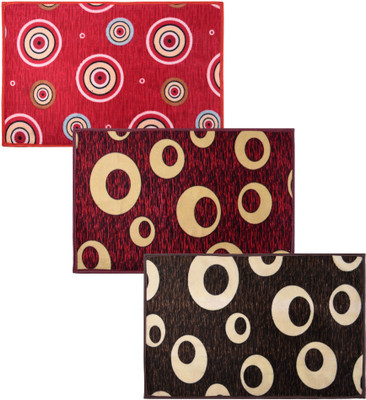 KUBER INDUSTRIES Polyester Door Mat(Multicolor, Medium, Pack of 3)