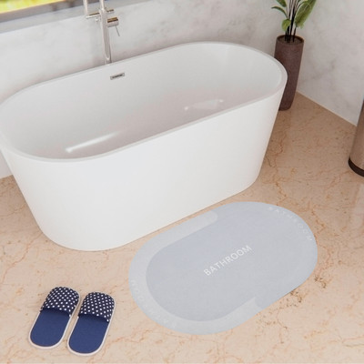 KUBER INDUSTRIES Polyester Bathroom Mat(Light Blue, Medium)