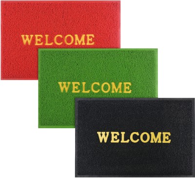 KUBER INDUSTRIES Rubber Door Mat(Red, Green, Black, Large, Pack of 3)