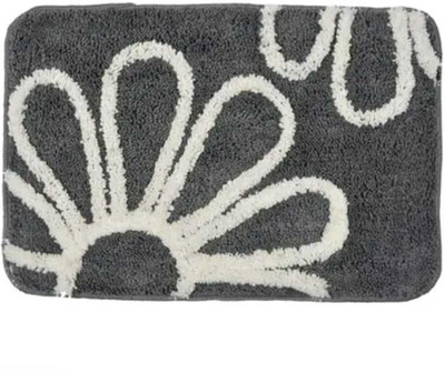 MbsHandloom Microfiber Door & Floor Mat(Grey, Small)