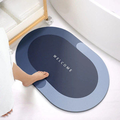 HRT Polyester, Rubber Bathroom Mat(Multicolor, Medium)