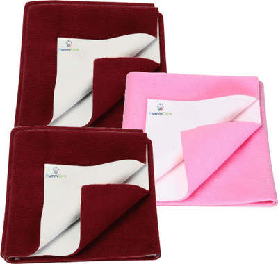 MummCare Cotton Baby Bed Protecting Mat(Maroon, Maroon, Pink, Small, Pack of 3)