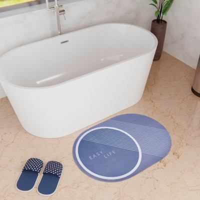 KUBER INDUSTRIES Polyester Bathroom Mat(Blue, Medium)