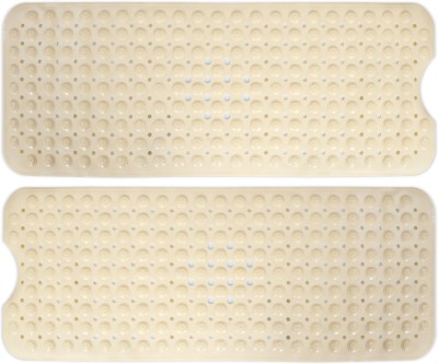 HOKiPO PVC (Polyvinyl Chloride) Bathroom Mat(Beige, Large, Pack of 2)