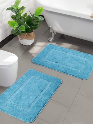 Saral Home Microfiber Bathroom Mat(Turquoise, Medium, Pack of 2)