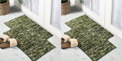 varsha tex Cotton Door Mat(Green, Medium, Pack of 4)