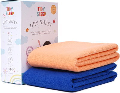 TIDY SLEEP Fleece Baby Bed Protecting Mat(Orange-Royal Blue, Medium, Pack of 2)