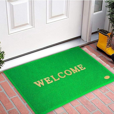 Aksh Creation PP (Polypropylene), Rubber Door Mat(Green, Medium)