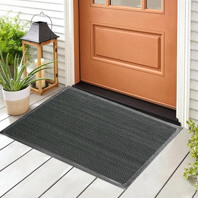 Worthful Creation PP (Polypropylene) Door Mat(Light Black, Medium)