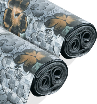 Heart Home PVC (Polyvinyl Chloride) Kitchen Mat(Black & Grey, Extra Large, Pack of 2)