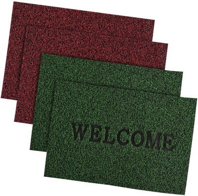 KUBER INDUSTRIES Rubber Door Mat(Red, Green, Large, Pack of 4)