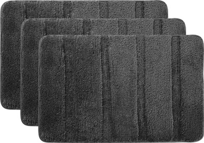 KUBER INDUSTRIES Microfiber Floor Mat(Grey, Pack of 3, Medium)