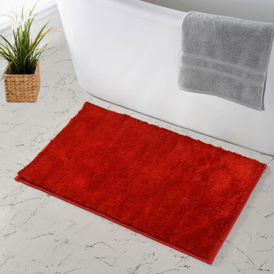 MODERN FAB Microfiber Bathroom Mat(Red, Medium)