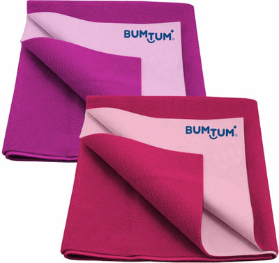 BUMTUM Cotton, Fleece Baby Bed Protecting Mat(Grape + Hot Pink, Pack of 2, Large)