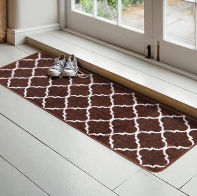 SR CREATIONS Microfiber Floor Mat(Brown, 18x48inch, Rectangular, Large)