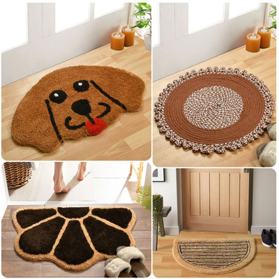 STAR TEX Microfiber Door Mat(Brown, Pack of 4, Medium)