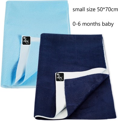 Rajking Fleece, Cotton, Acrylic, Microfiber Baby Bed Protecting Mat(SKY BLUE, Dark Blue, SMALL SIZE 02 UNIT DRY SHEET AND BED PROTECTOR, Small, Pack of 2)