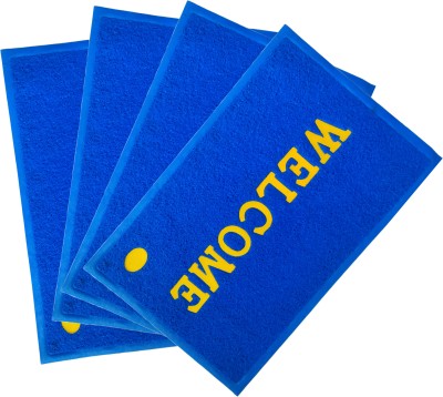 VSTUCART PVC (Polyvinyl Chloride) Door Mat(Blue, Small, Pack of 4)