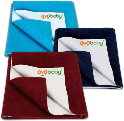 Oyo Baby Cotton Baby Bed Protecting Mat(Maroon, Firoza, Dark Blue, Pack of 3, Small)