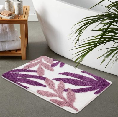 MINGET Microfiber Door Mat(WhitePurpleLeaf, Large)