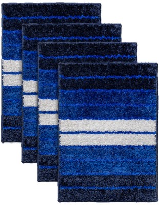 Crown Home Microfiber Door Mat(Blue, Medium, Pack of 4)