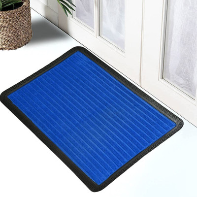 Home Decor Kart PP (Polypropylene), Rubber Door Mat(Blue, Free)