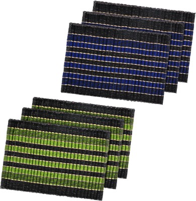 KUBER INDUSTRIES Cotton Door Mat(Green, Blue, Medium, Pack of 6)